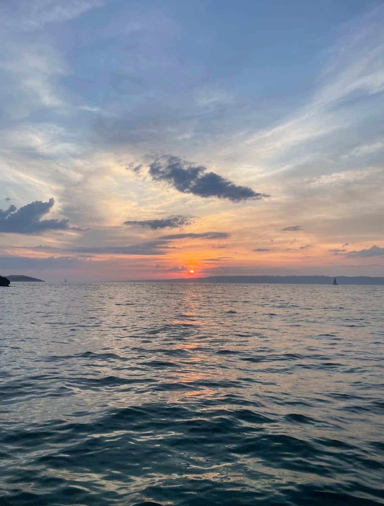 Sunset from sailboat, French Book Club Tour